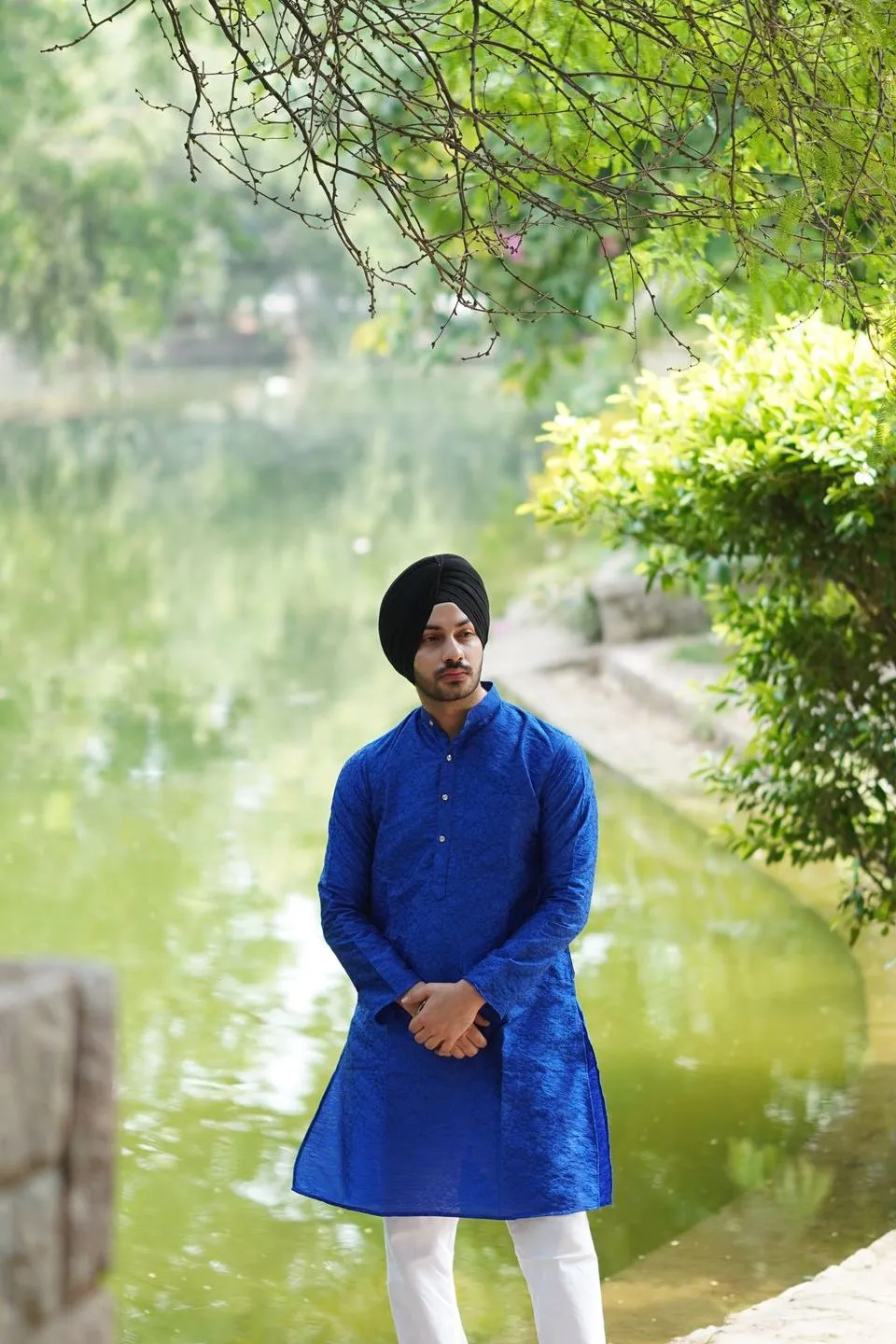 Banarasi Art Silk Blue Kurta Pajama