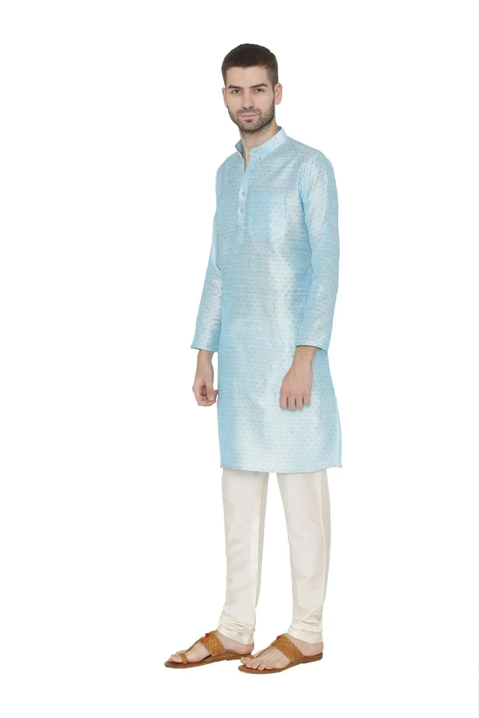 Banarasi Art Silk Blue Kurta Pajama