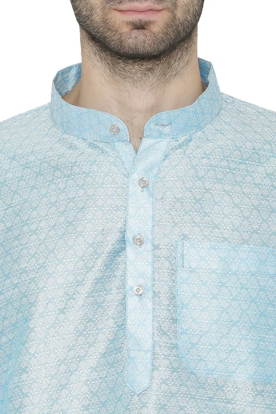 Banarasi Art Silk Blue Kurta Pajama