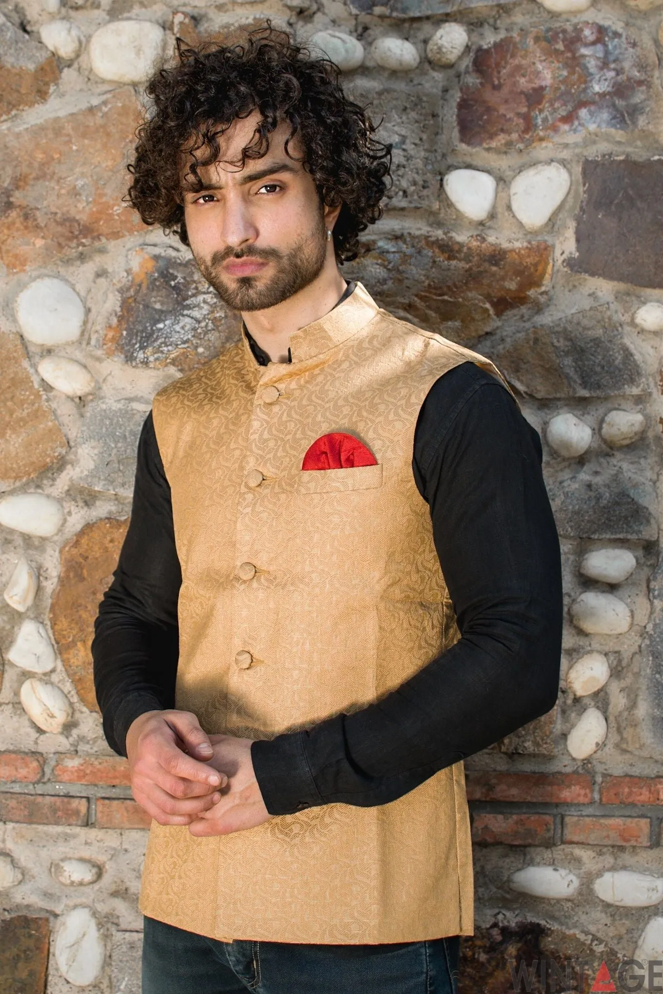 Banarasi Art Silk Cotton Blend White Modi Nehru Jacket