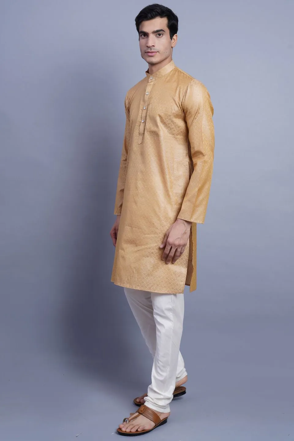 Banarasi Art Silk Cotton Gold Kurta Pajama