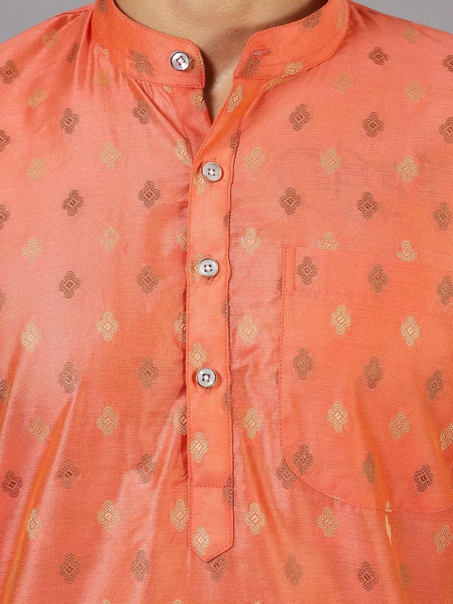 Banarasi Art Silk Cotton Orange Kurta Pajama