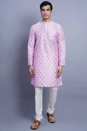 Banarasi Art Silk Cotton Pink Kurta Pajama