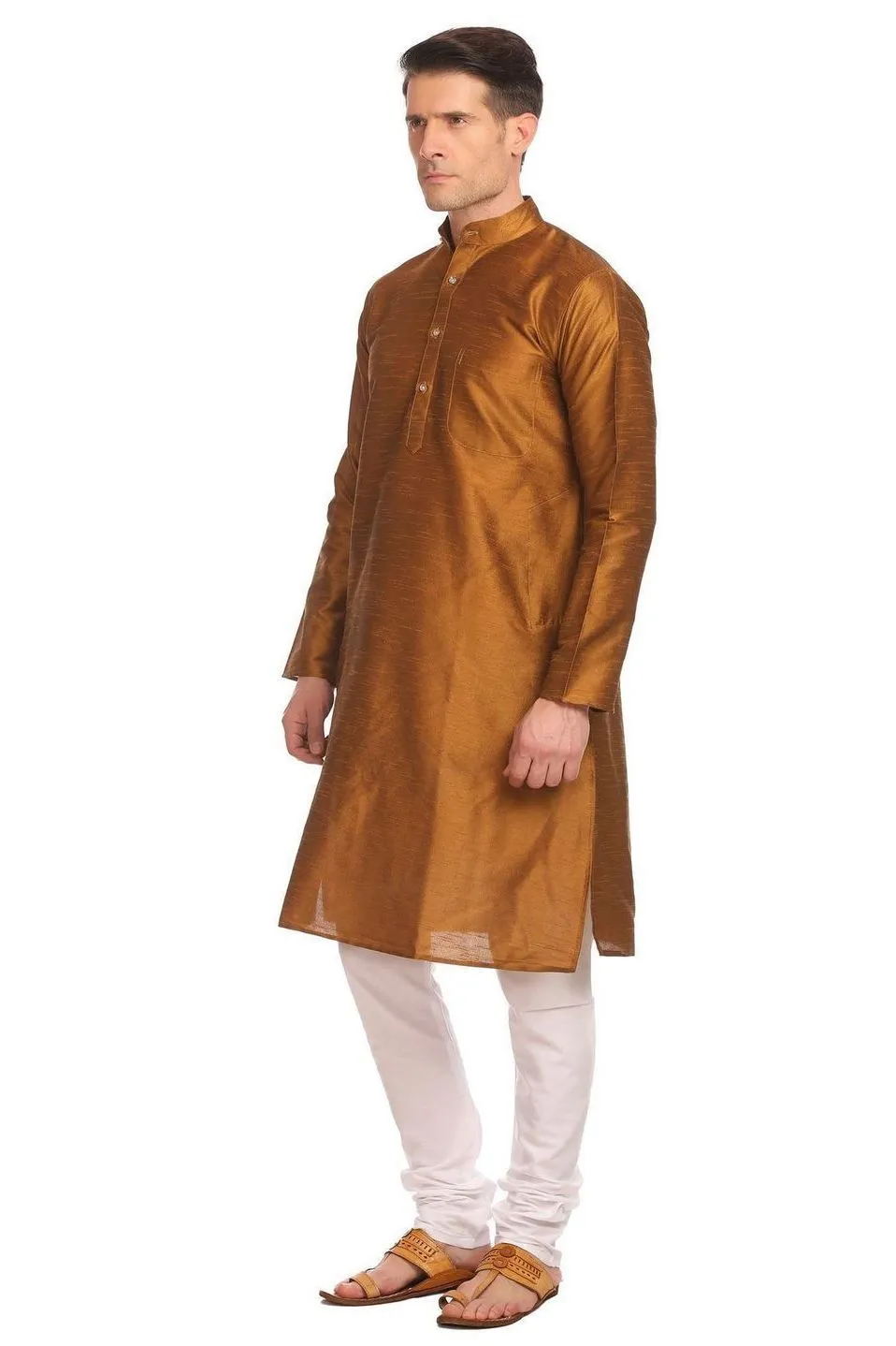Banarasi Art Silk Gold Kurta Pyjama