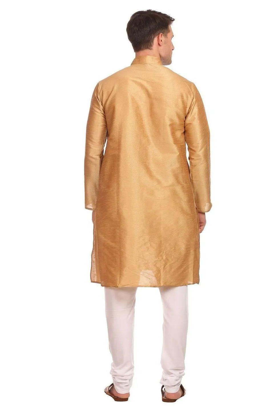 Banarasi Art Silk Gold Kurta Pyjama