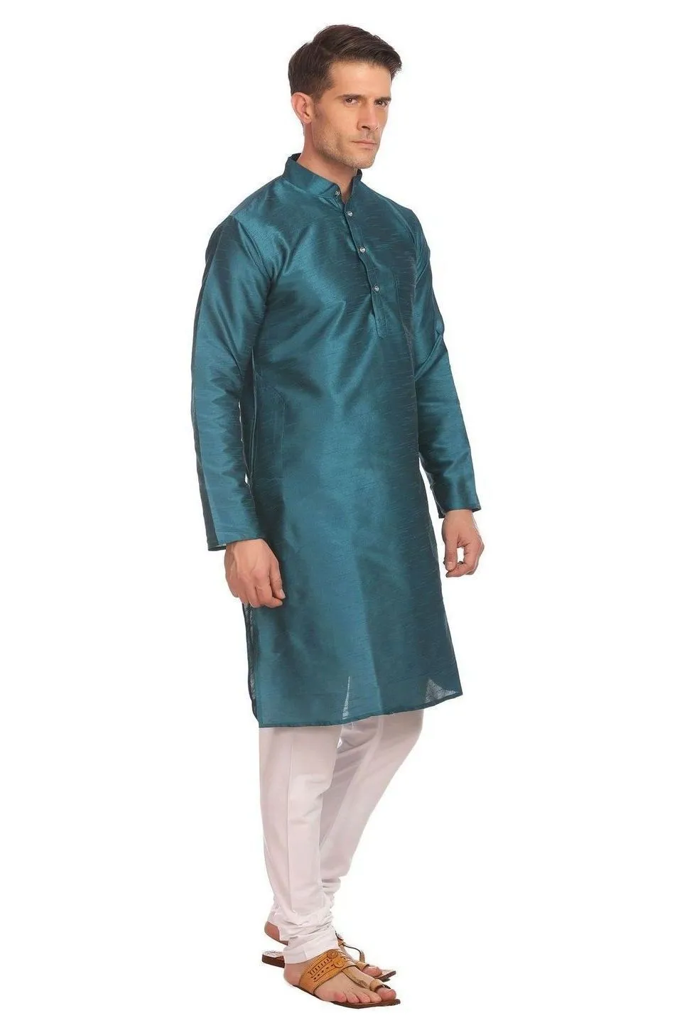 Banarasi Art Silk Green Kurta Pyjama