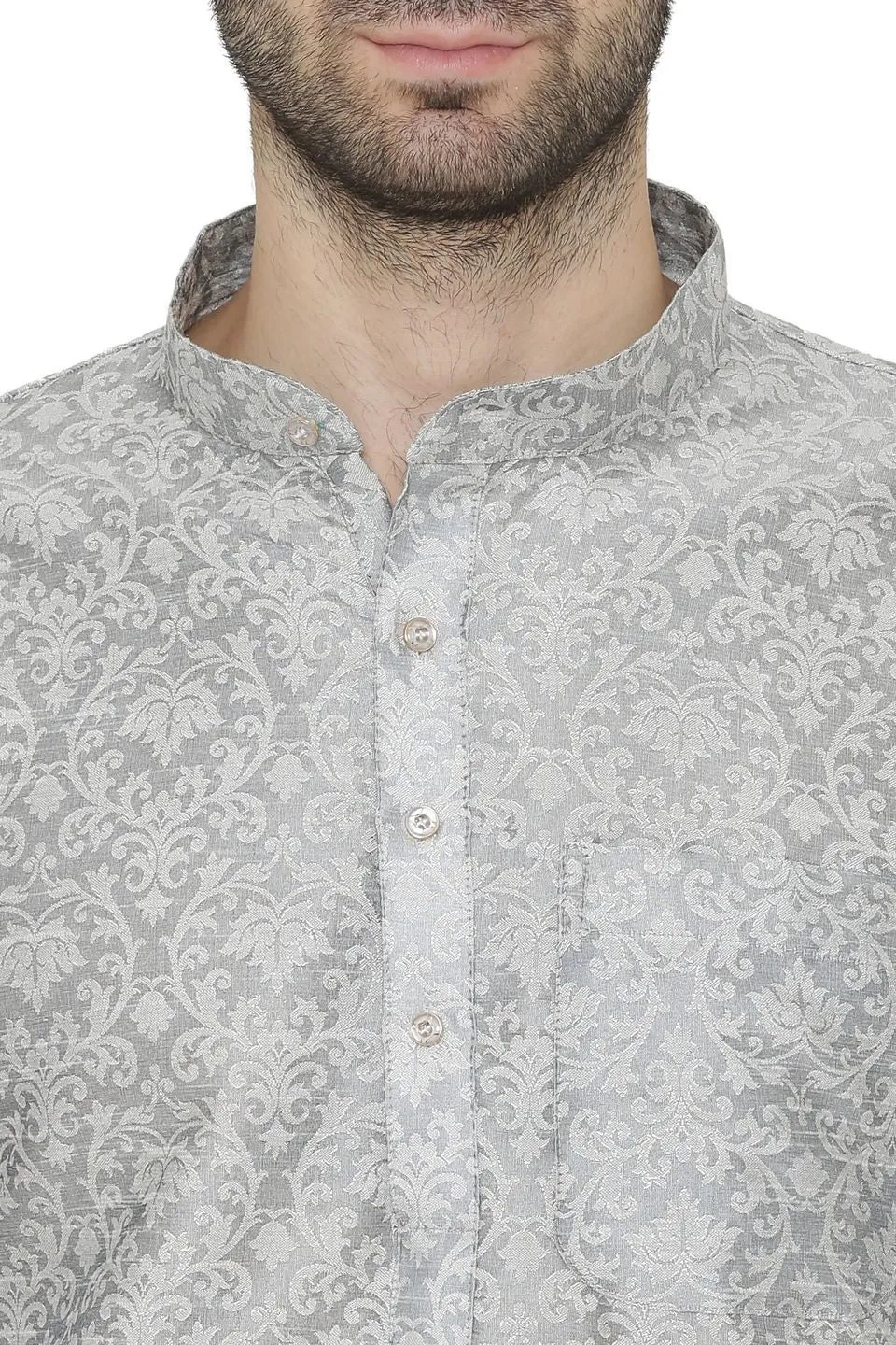 Banarasi Art Silk Grey Kurta Pajama