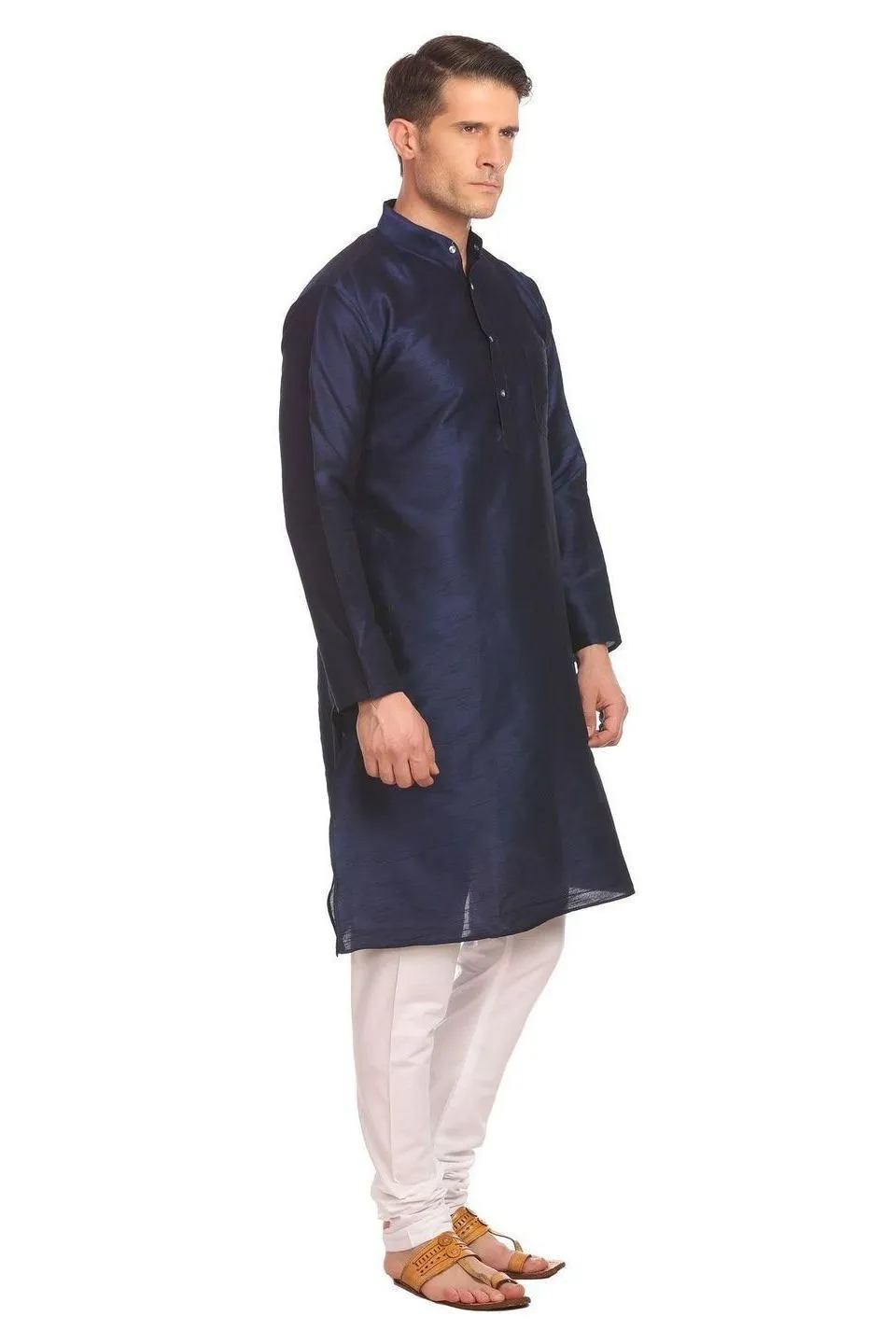 Banarasi Art Silk Navy Kurta Pyjama