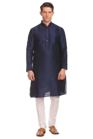 Banarasi Art Silk Navy Kurta Pyjama