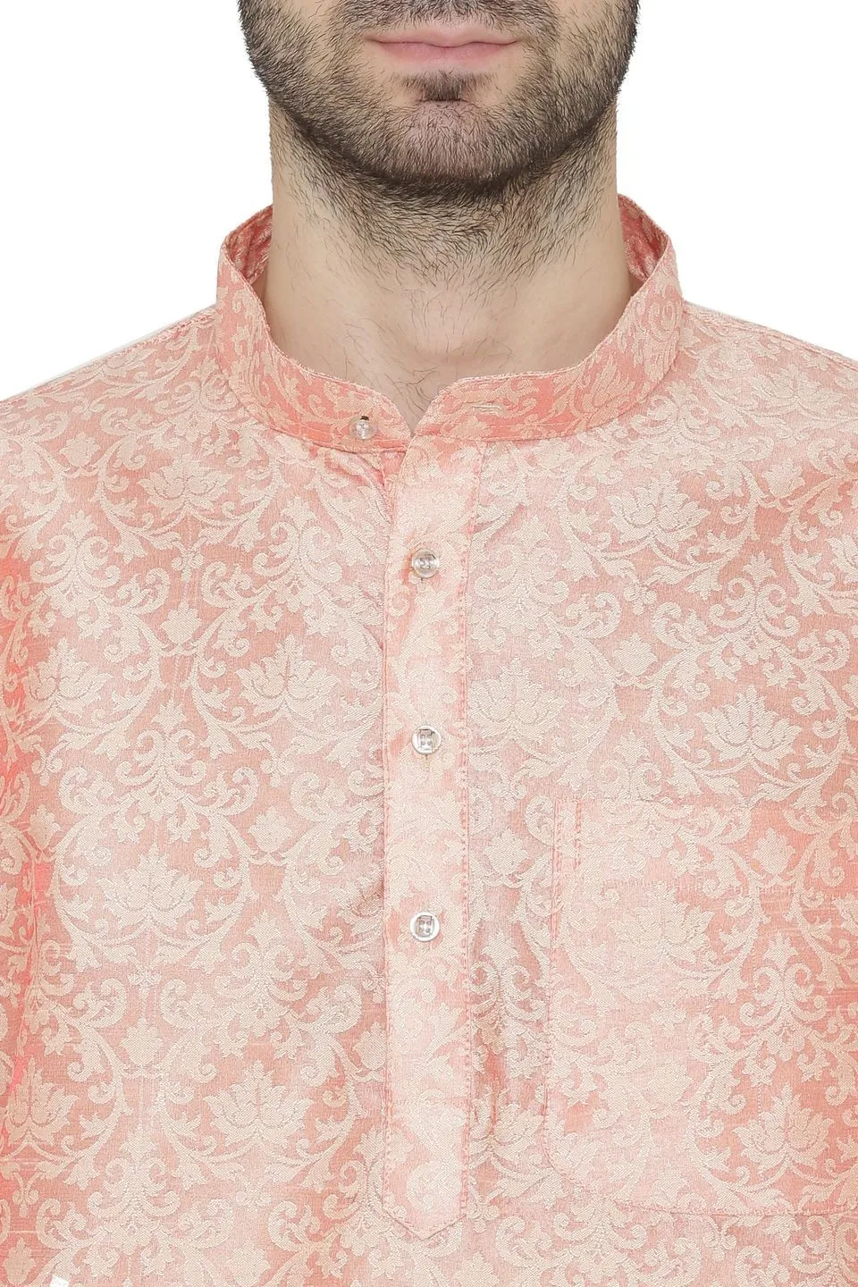 Banarasi Art Silk Pink Kurta Pajama