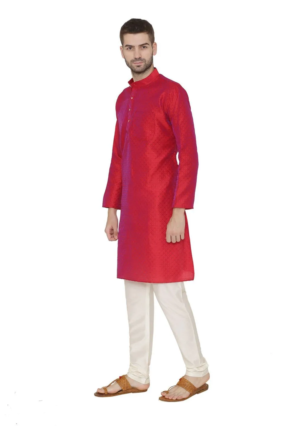 Banarasi Art Silk Red Kurta Pajama