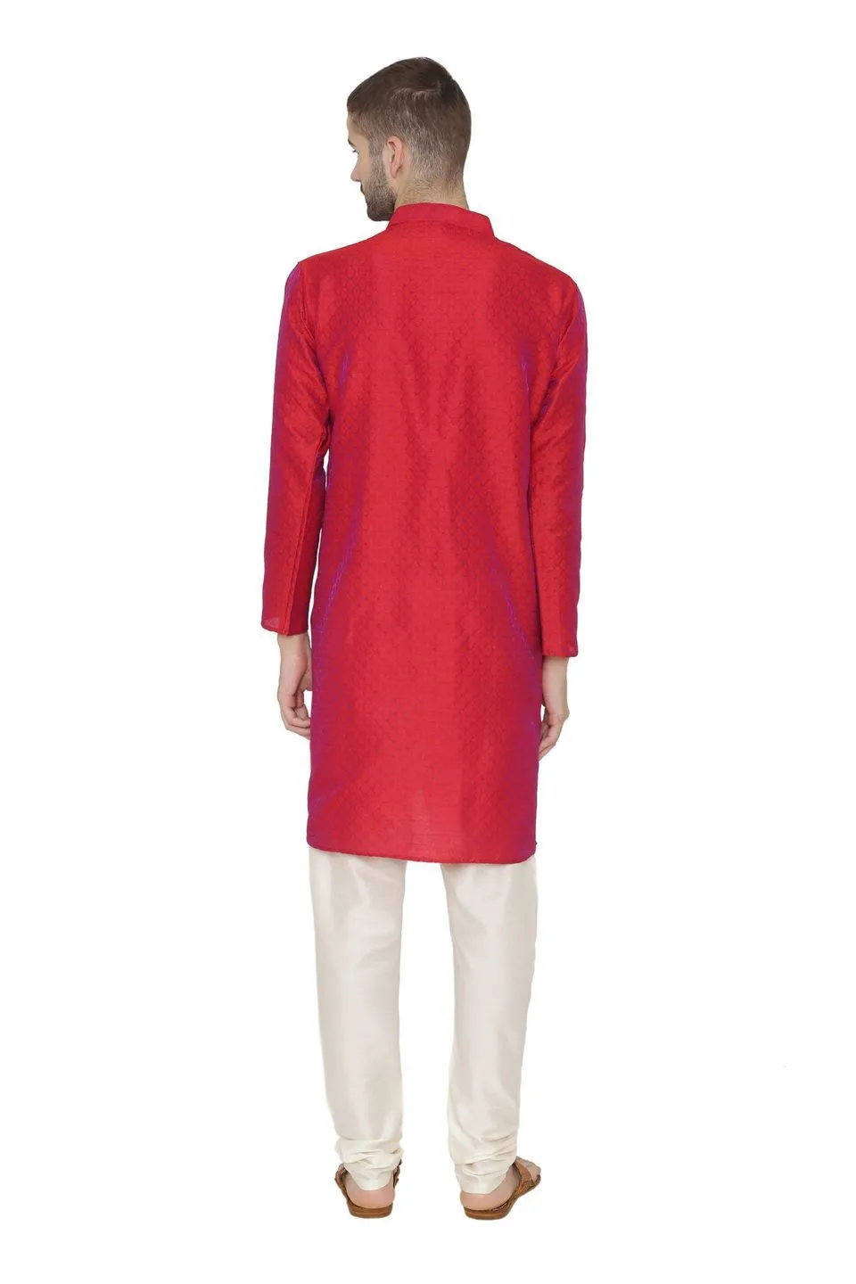Banarasi Art Silk Red Kurta Pajama