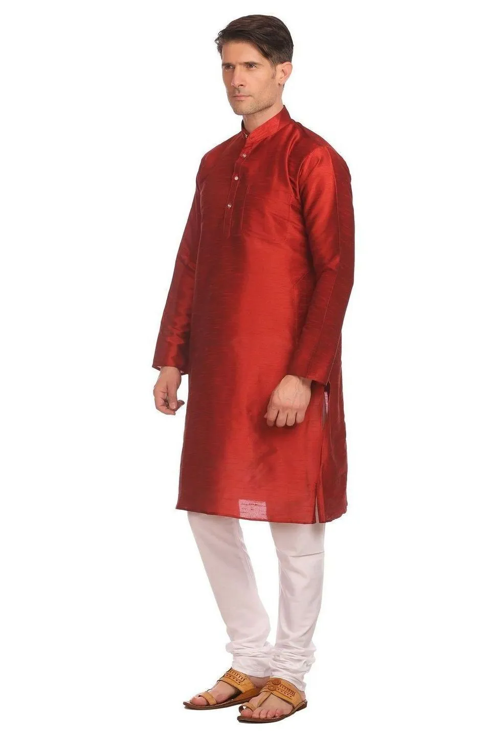 Banarasi Art Silk Red Kurta Pyjama
