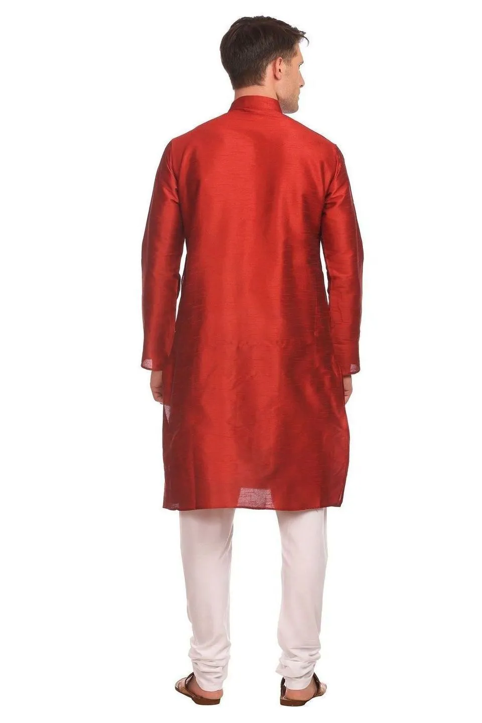Banarasi Art Silk Red Kurta Pyjama
