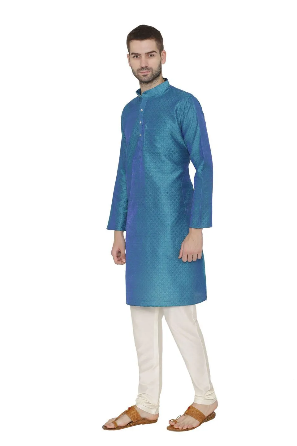 Banarasi Art Silk Turquoise Kurta Pajama