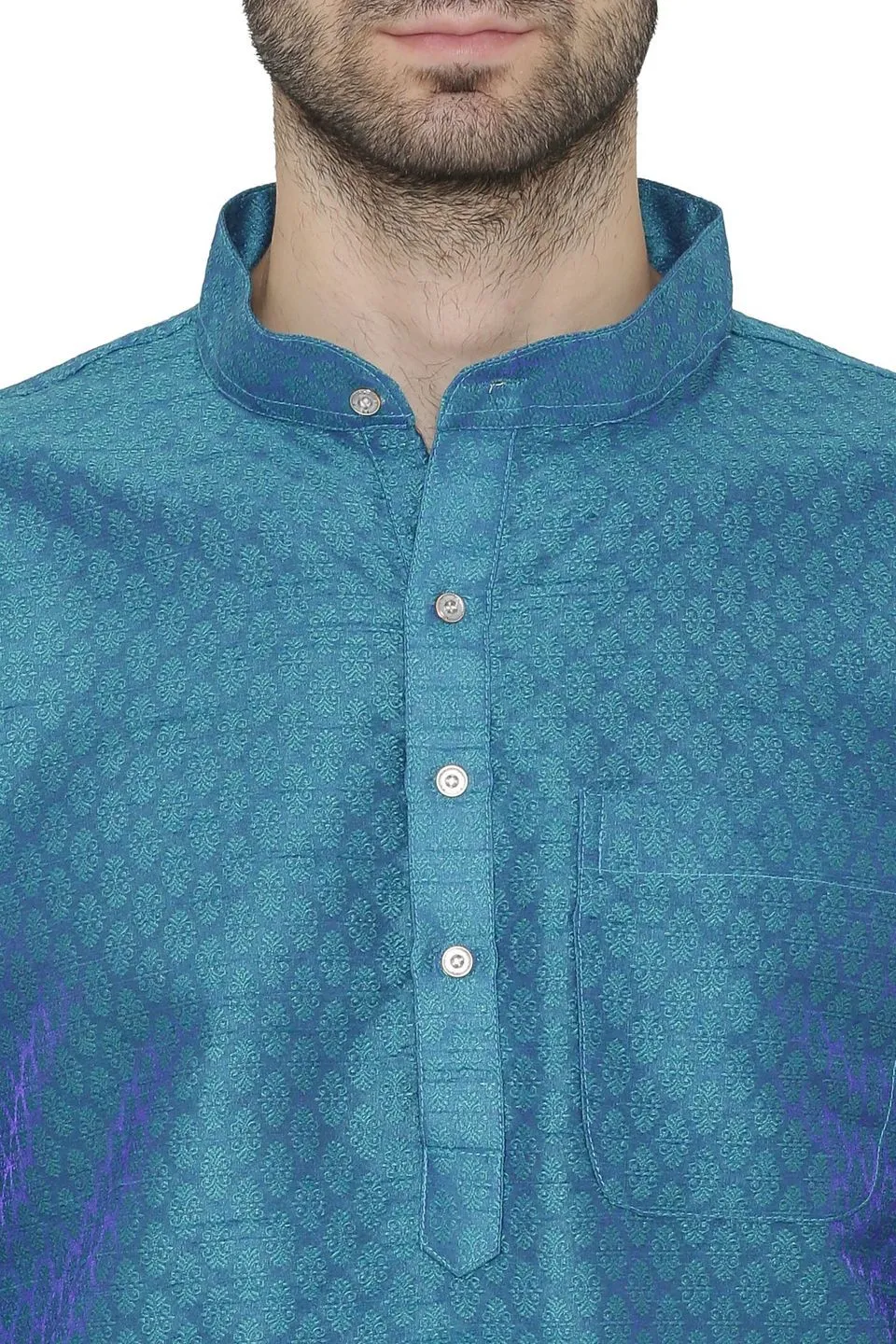 Banarasi Art Silk Turquoise Kurta Pajama