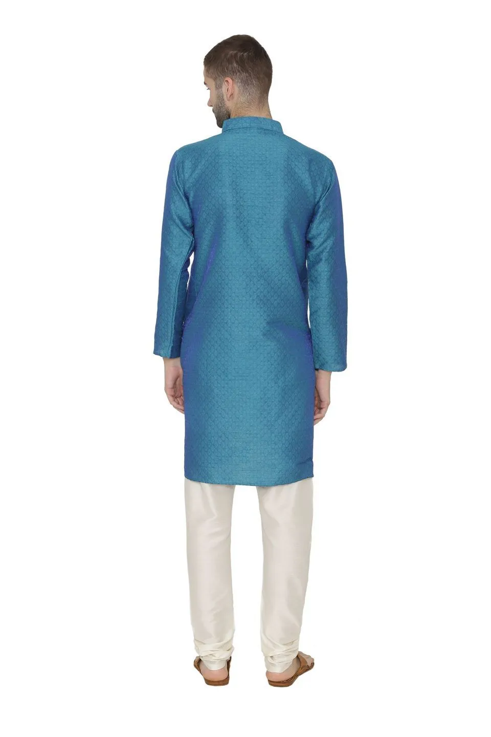 Banarasi Art Silk Turquoise Kurta Pajama