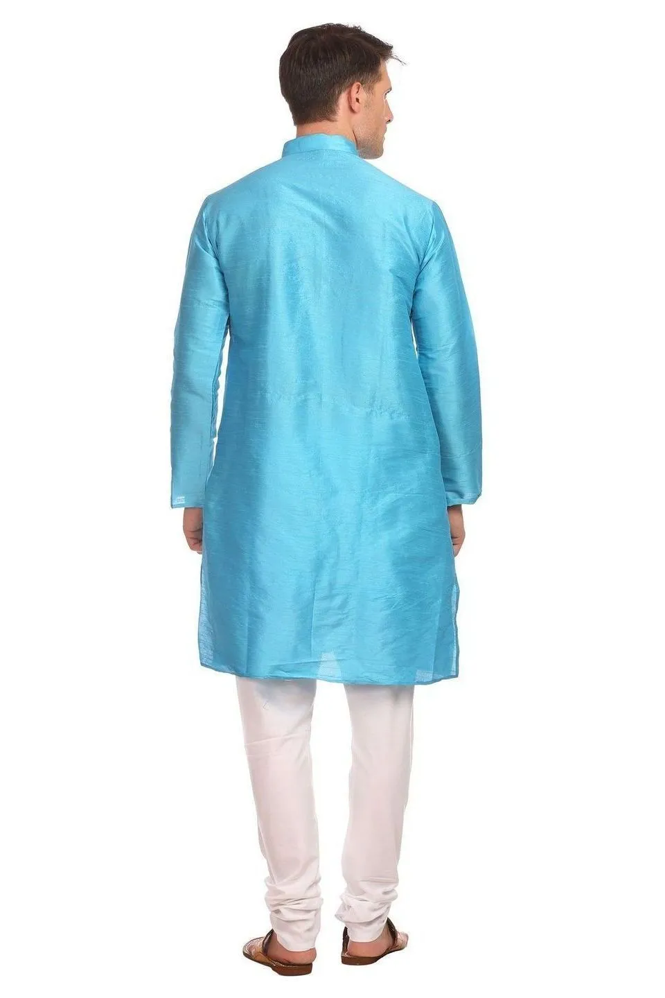 Banarasi Art Silk Turquoise Kurta Pyjama