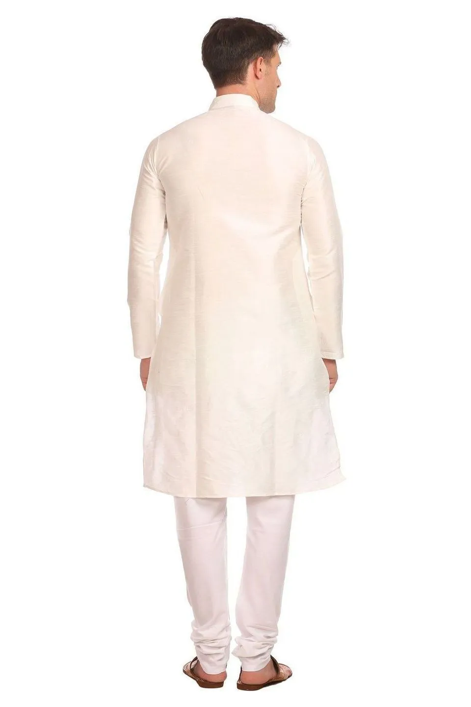 Banarasi Art Silk White Kurta Pyjama