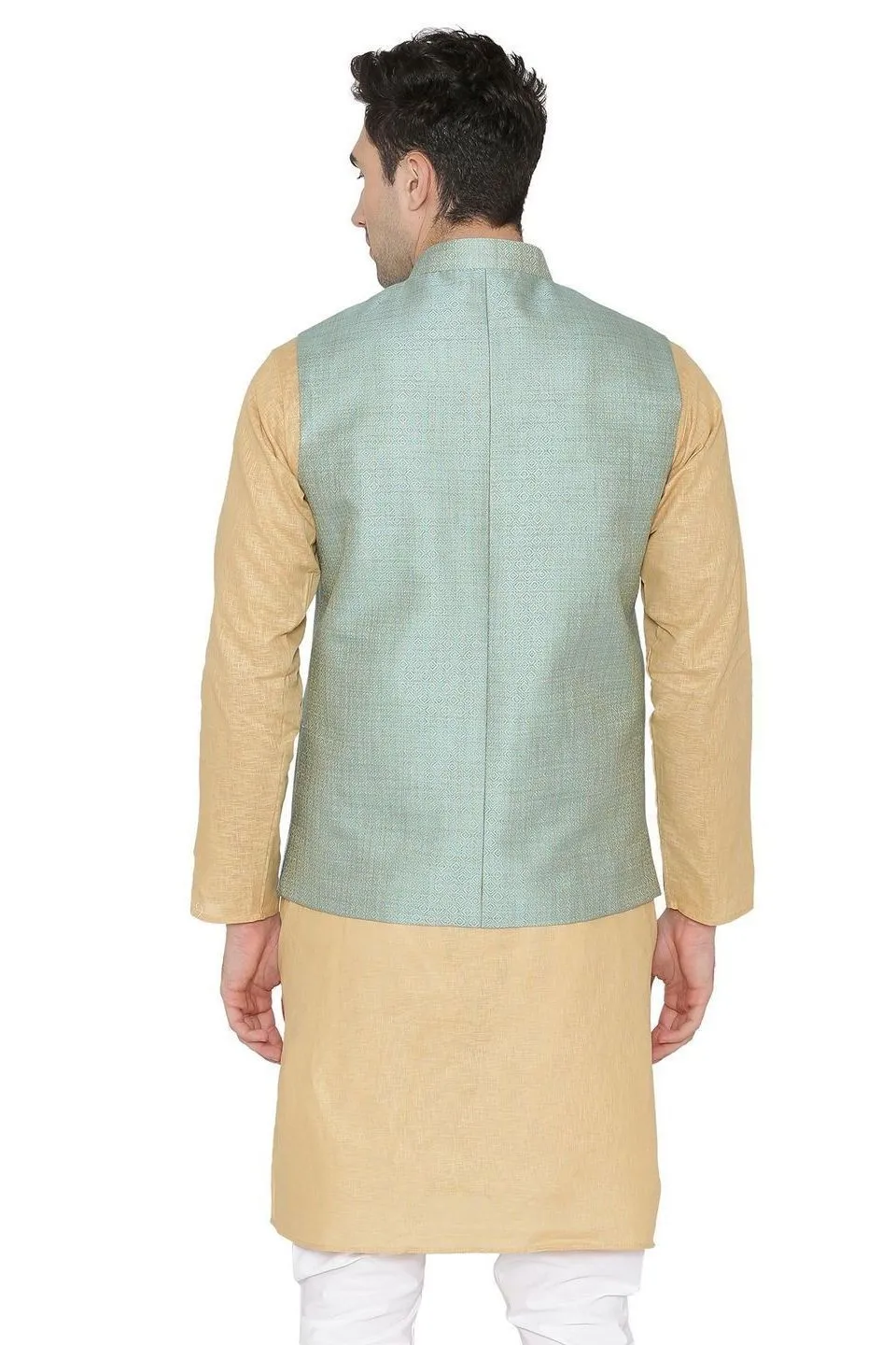 Banarasi Rayon Cotton Blue Modi Nehru Jacket