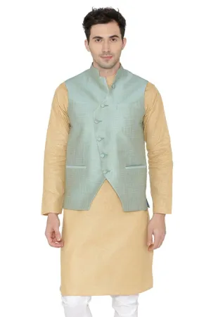 Banarasi Rayon Cotton Blue Modi Nehru Jacket