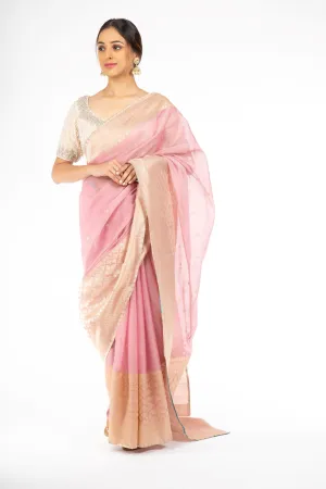 Beauteous Rose Quartz Handloom Silk Saree