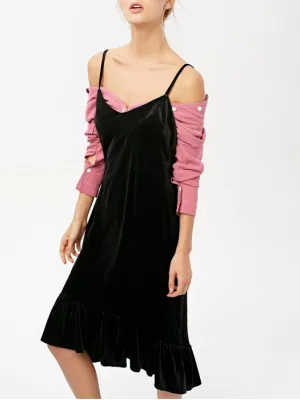 BerryBetty - Fun Frilled Velvet Cami Dress