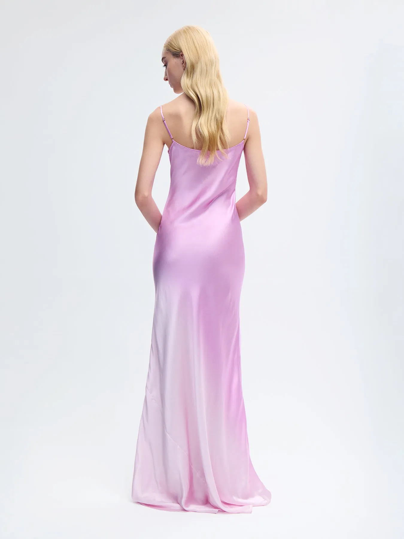 Bias Silk Slip Gown in Fuchsia Degrade