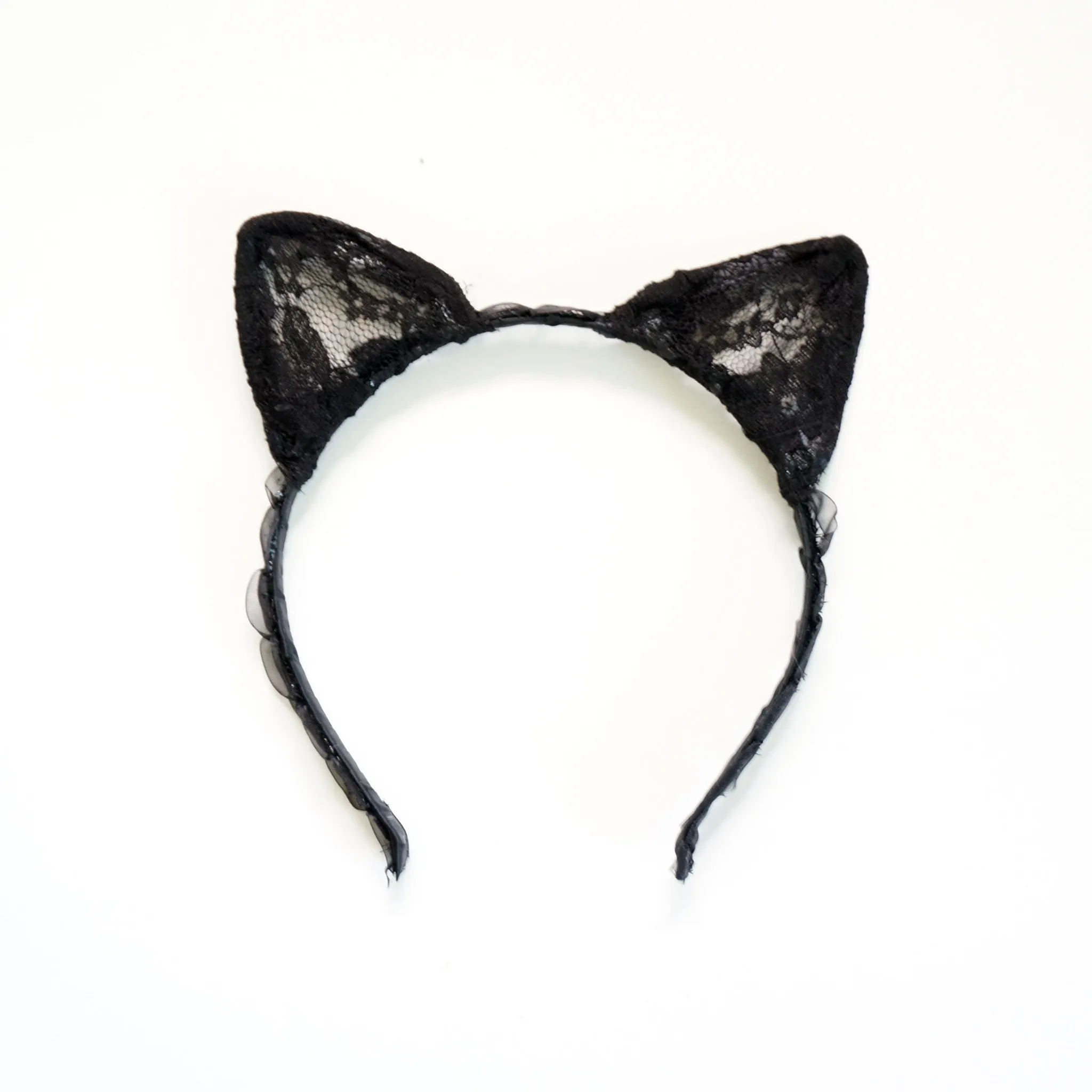Black Floral Lace Cat Kitty Ears Costume Headband Hairband Gift Cosplay Women Hair Accessory