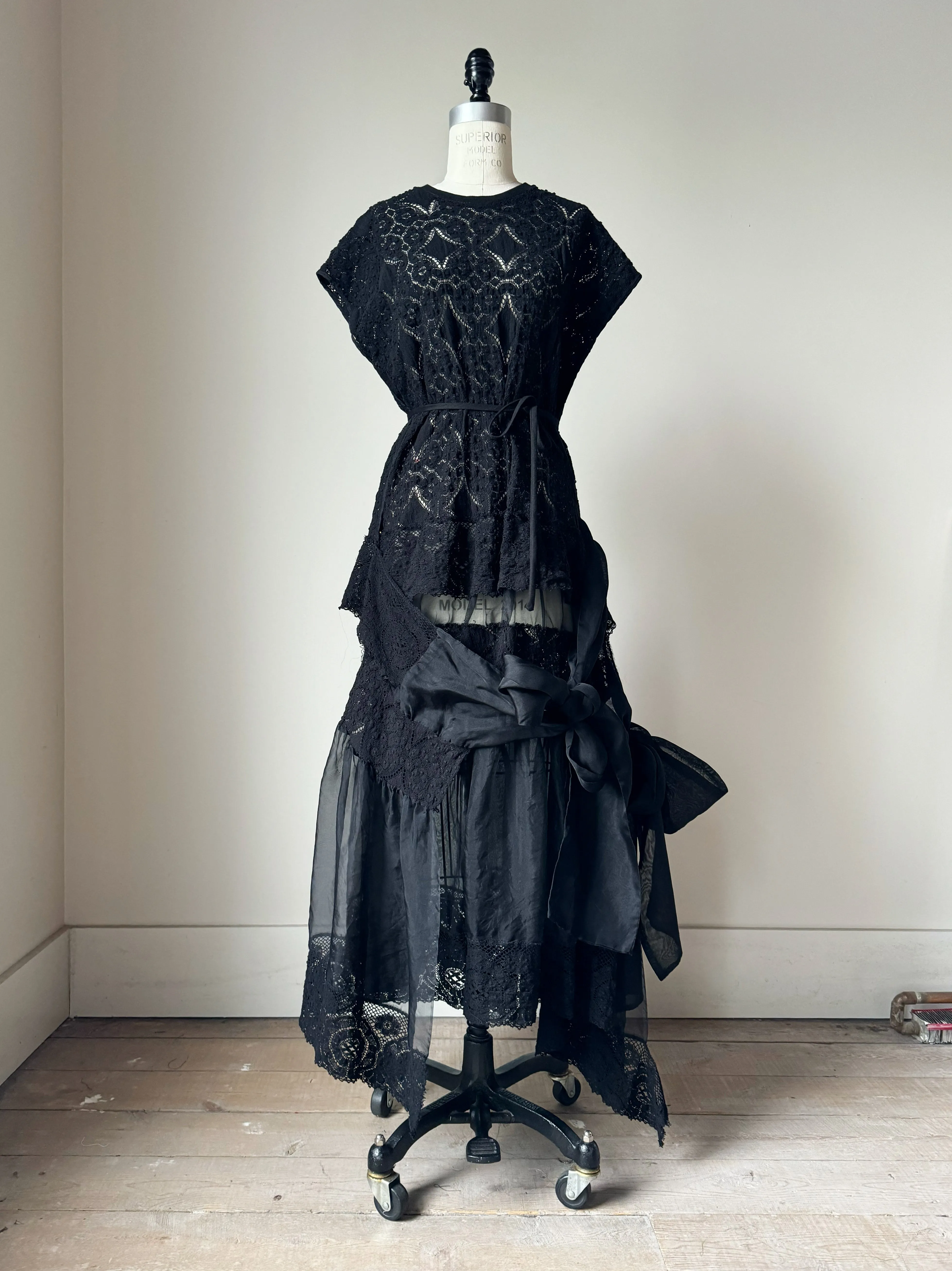 black lace apron dress