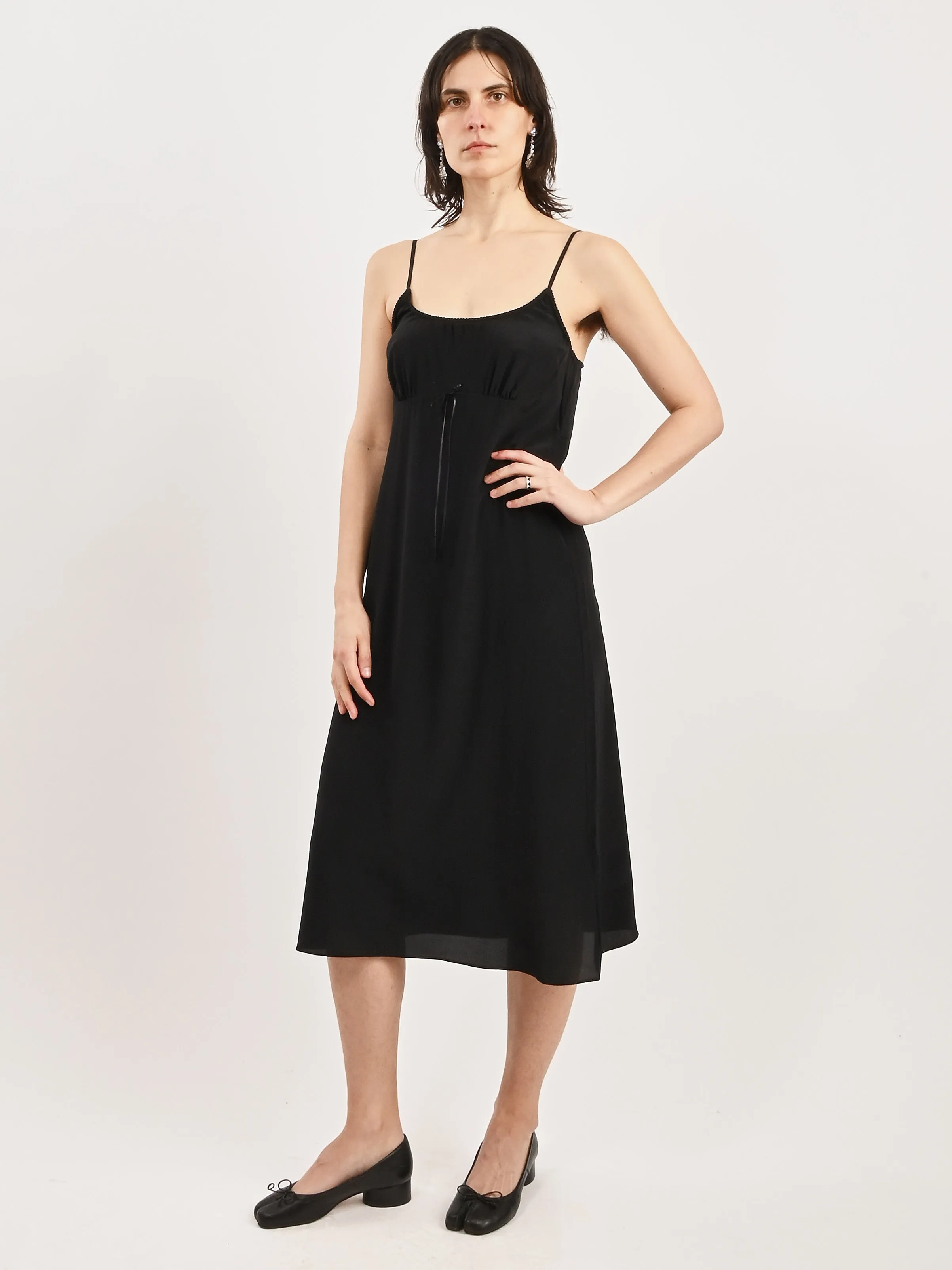 Black Negligee Bow Detail Slip Dress