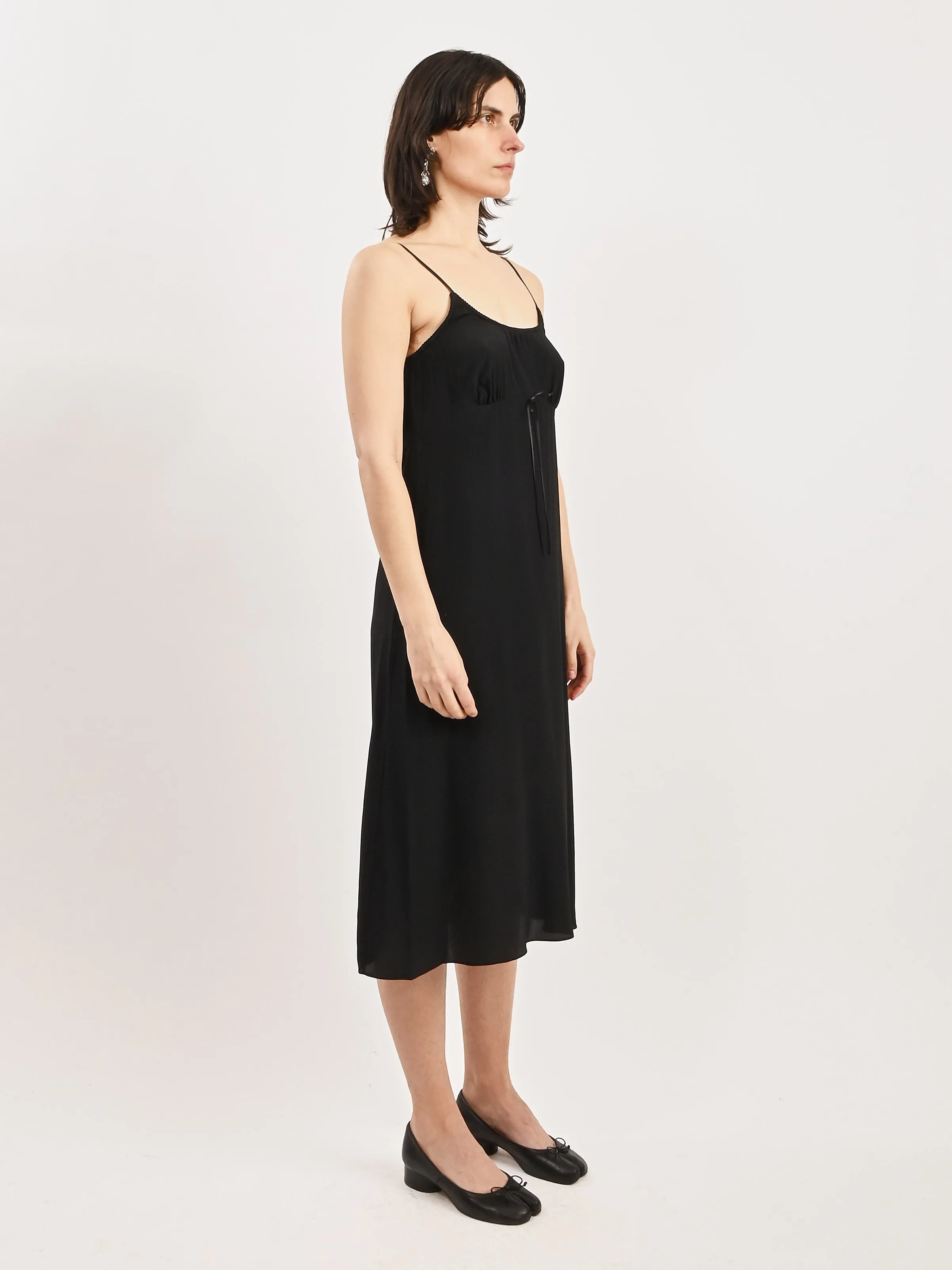 Black Negligee Bow Detail Slip Dress