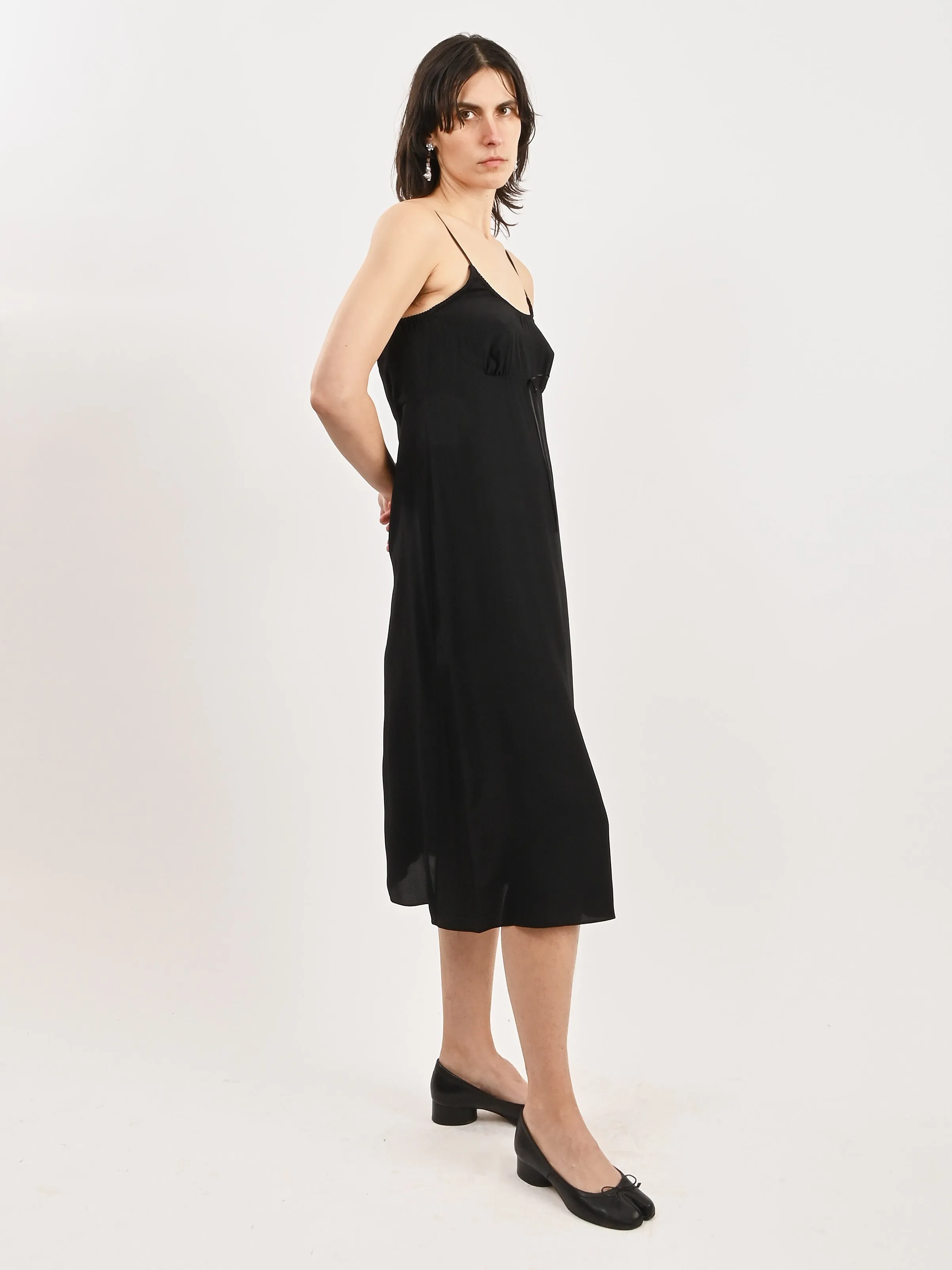 Black Negligee Bow Detail Slip Dress