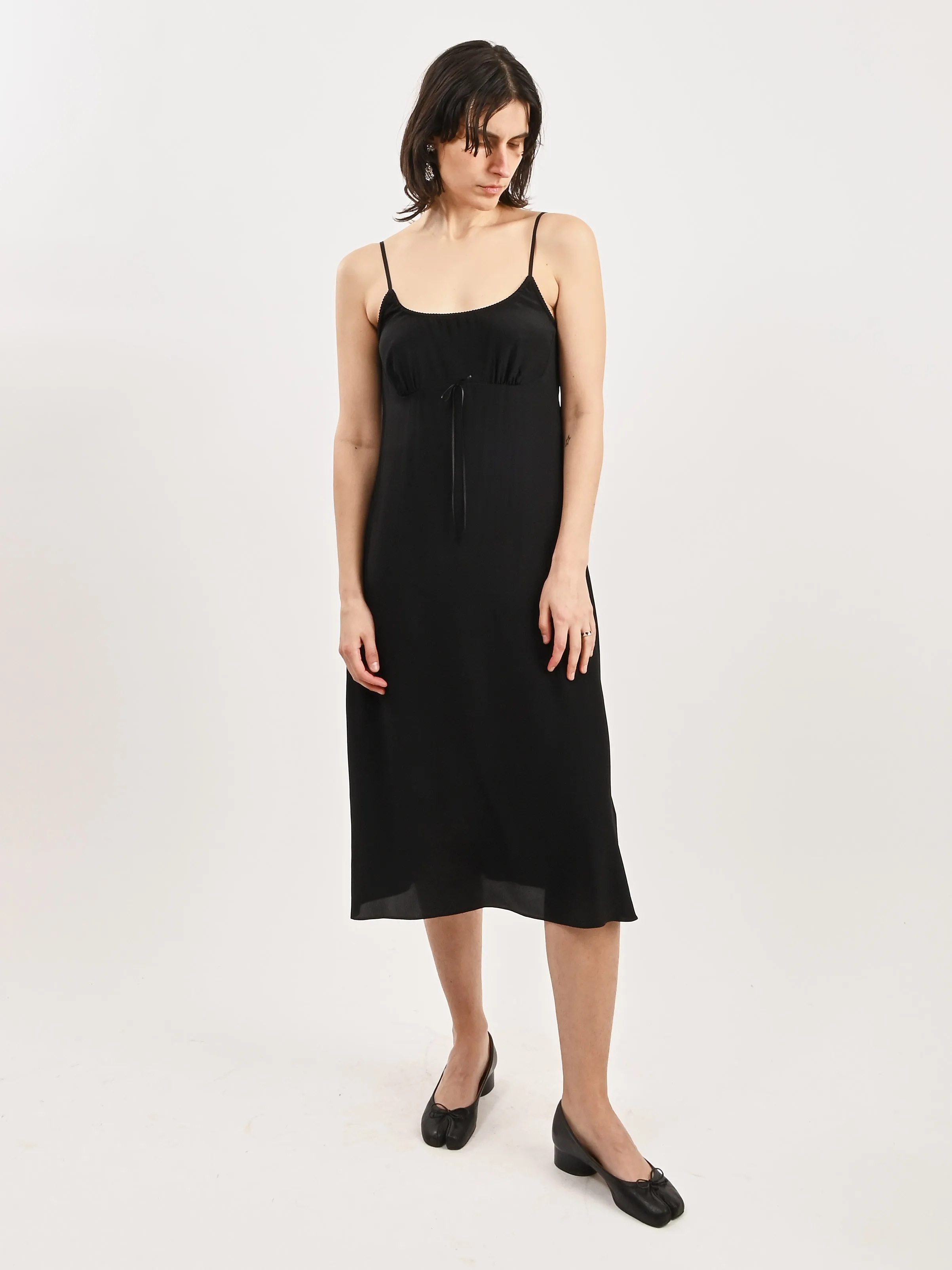 Black Negligee Bow Detail Slip Dress