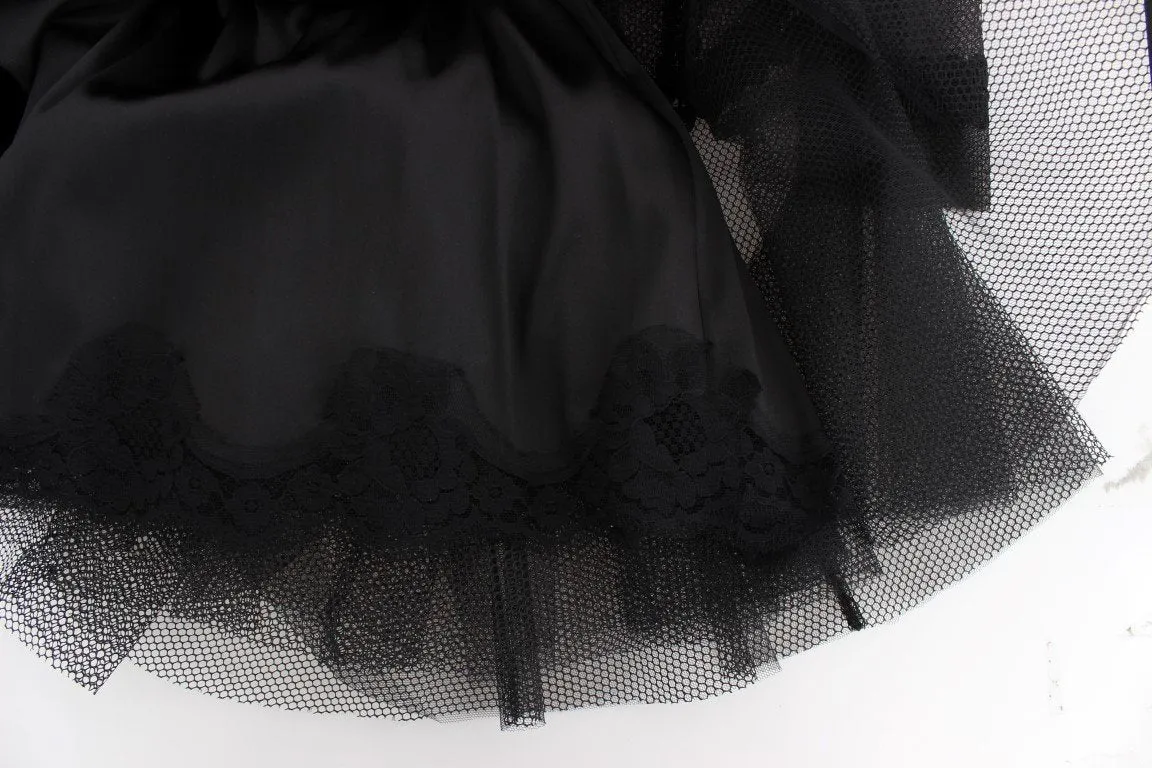 Black Netted Torero Full Length Maxi Dress