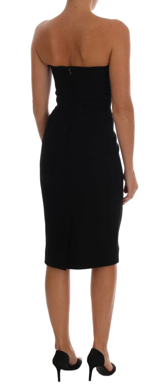 Black Wool Stretch Slim Dress