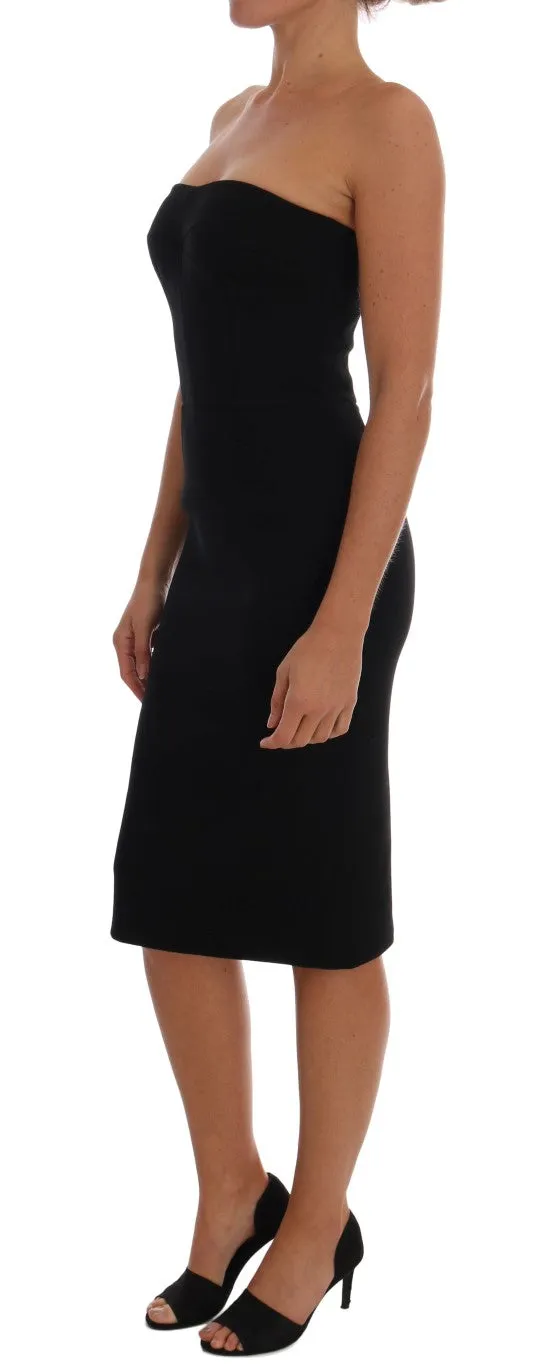 Black Wool Stretch Slim Dress