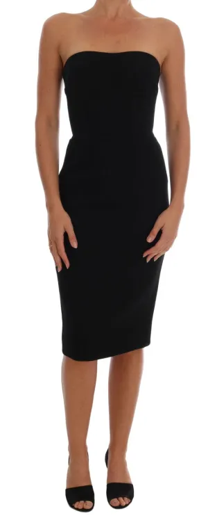 Black Wool Stretch Slim Dress