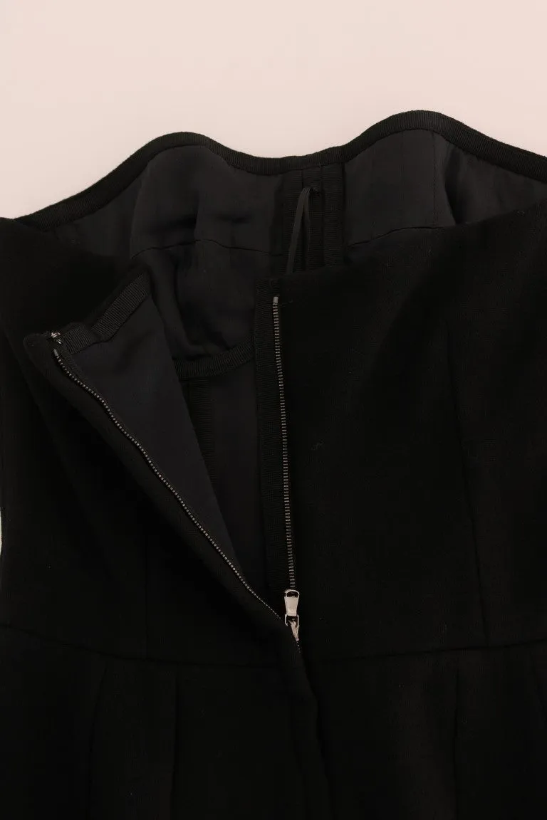 Black Wool Stretch Slim Dress