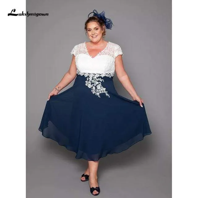 Blue Mother Of The Bride Dresses A-line Short Sleeves