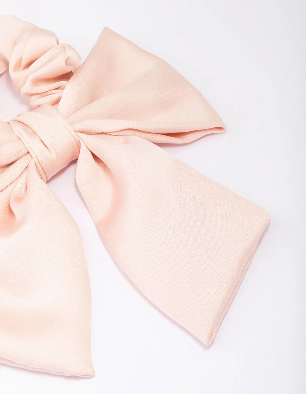 Blush Satin Bow Fabric Scrunchie