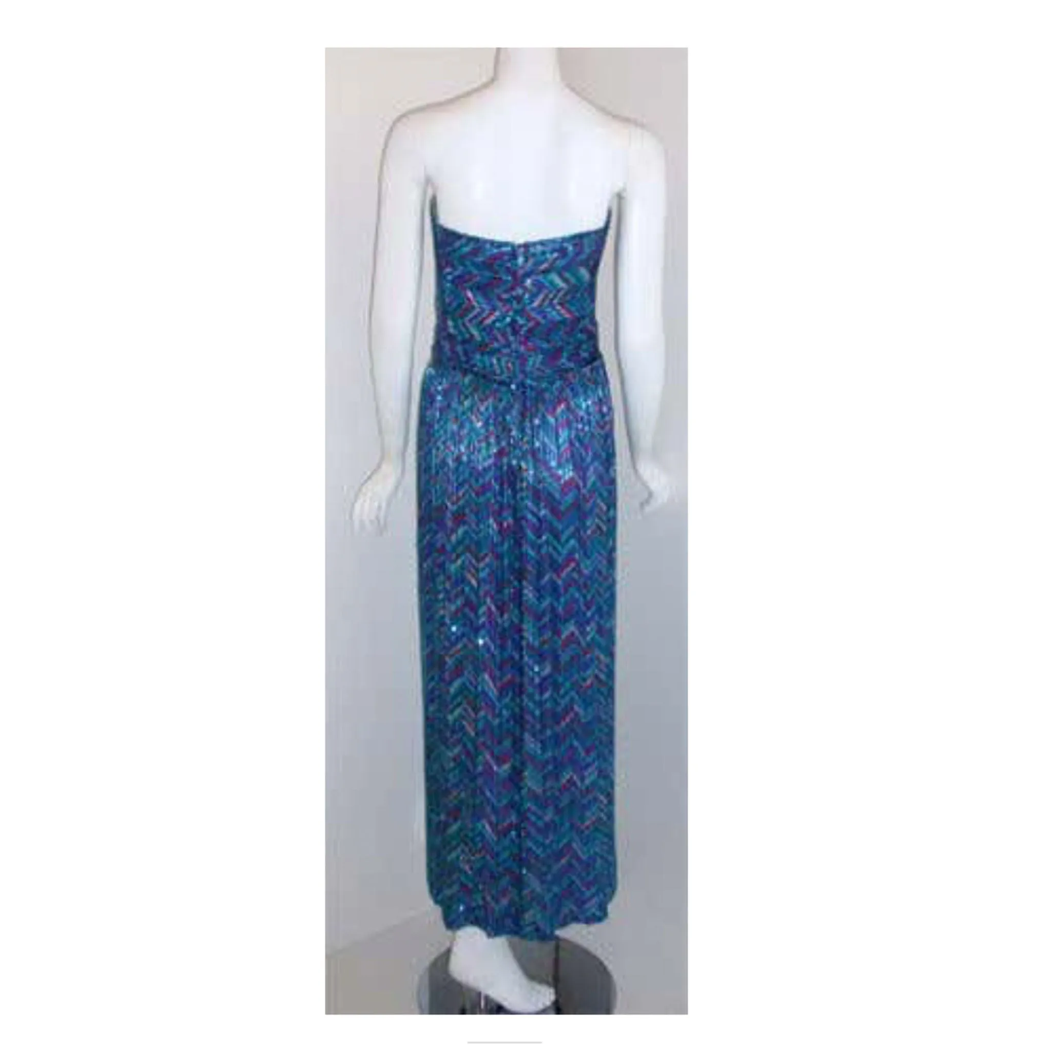 BOB MACKIE  Circa 1980s Strapless Beaded Gown