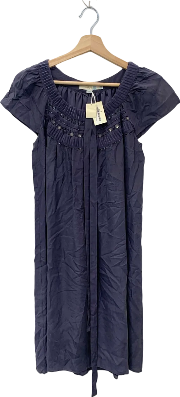 Boden Navy Embellished Silk Dress UK 14