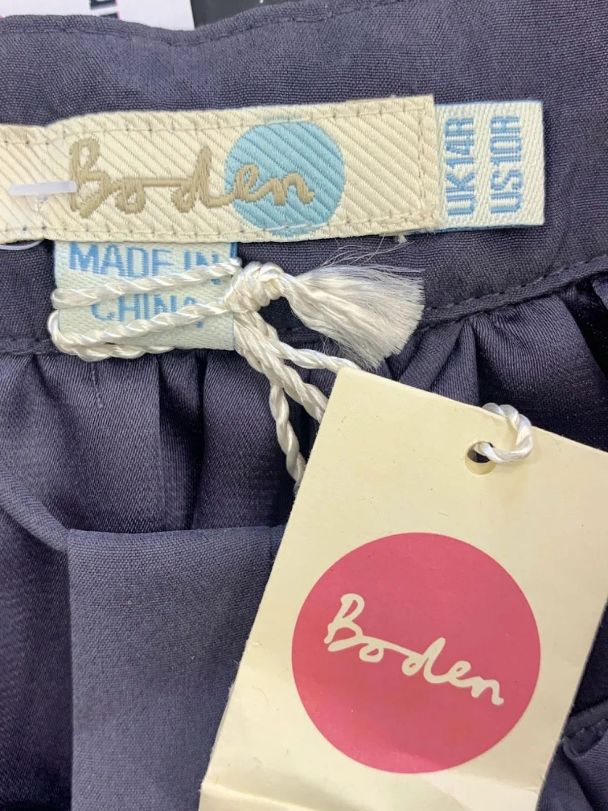 Boden Navy Embellished Silk Dress UK 14