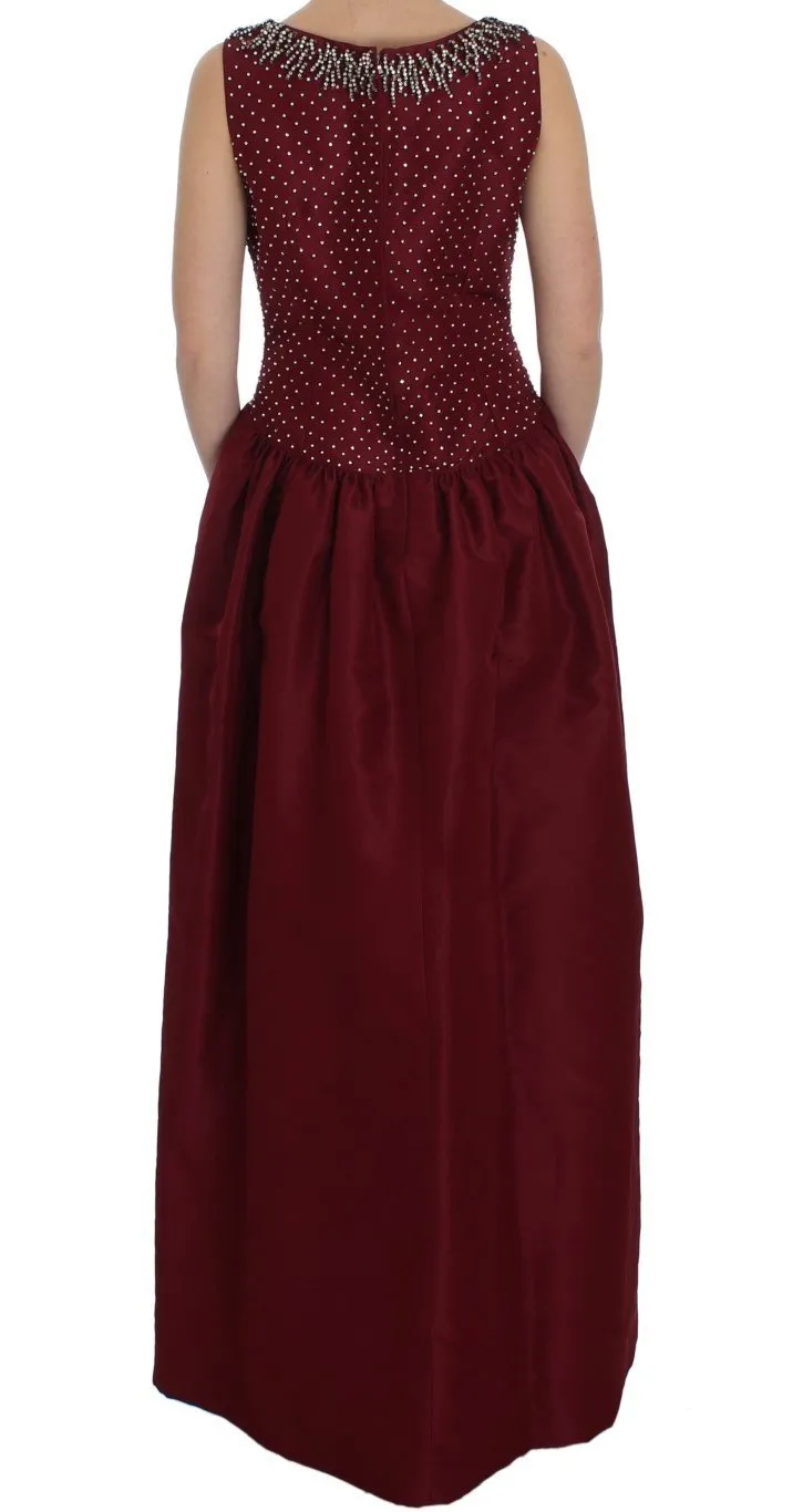 Bordeaux Crystal Ball Gown Full Dress