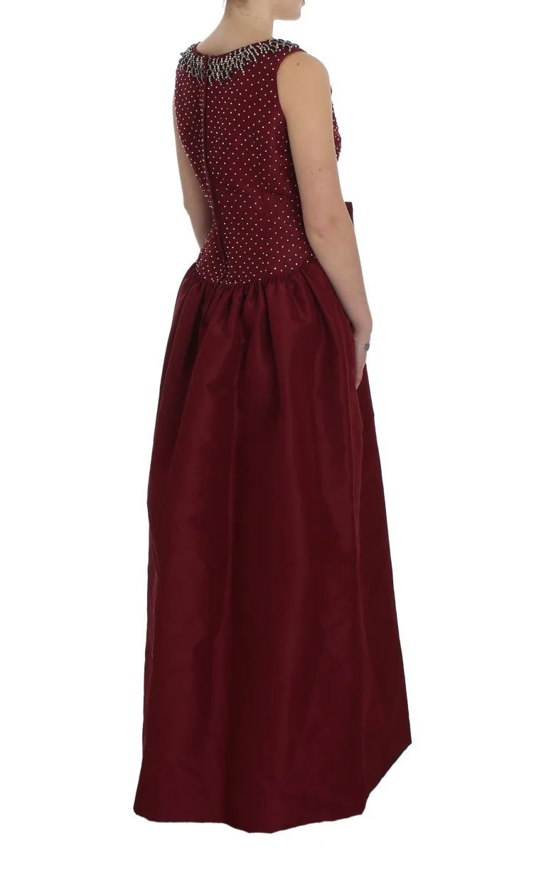 Bordeaux Crystal Ball Gown Full Dress