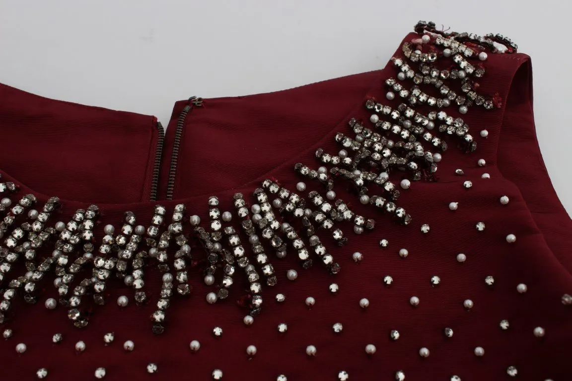 Bordeaux Crystal Ball Gown Full Dress