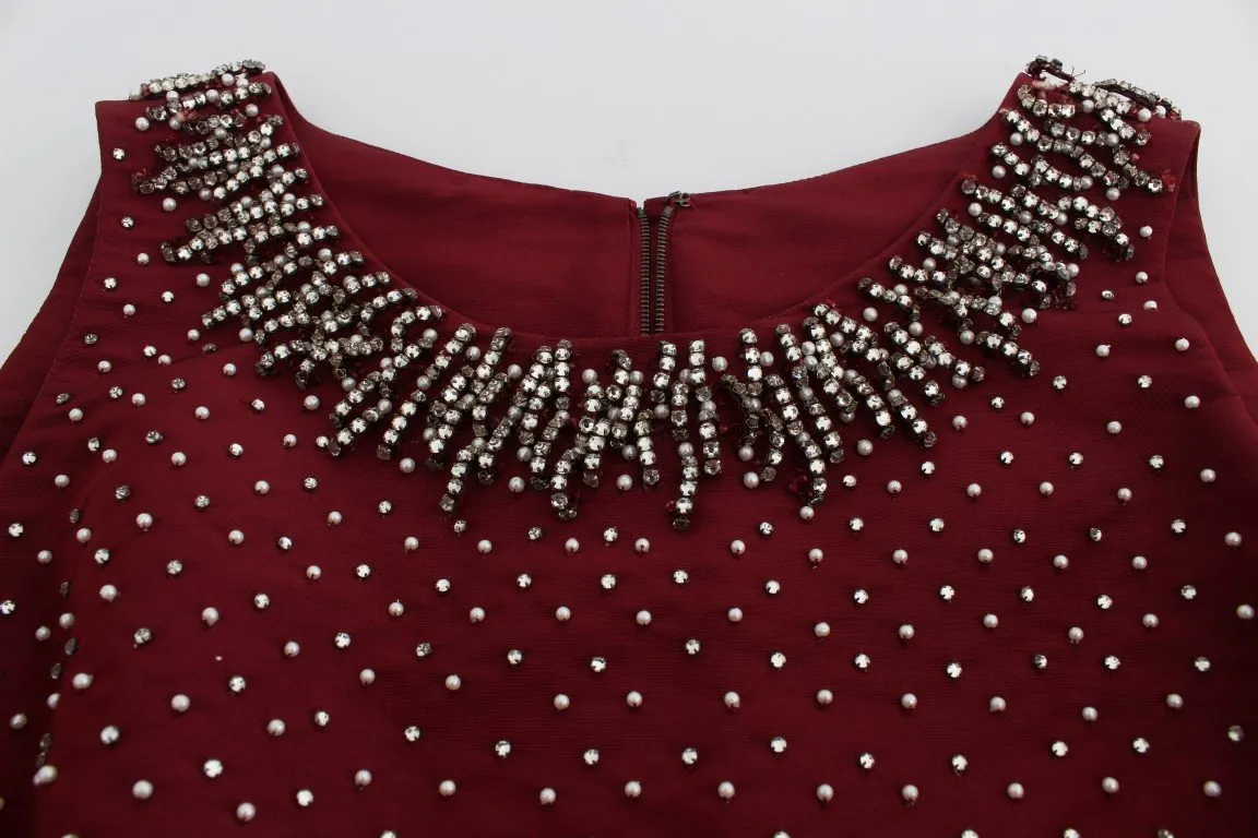 Bordeaux Crystal Ball Gown Full Dress