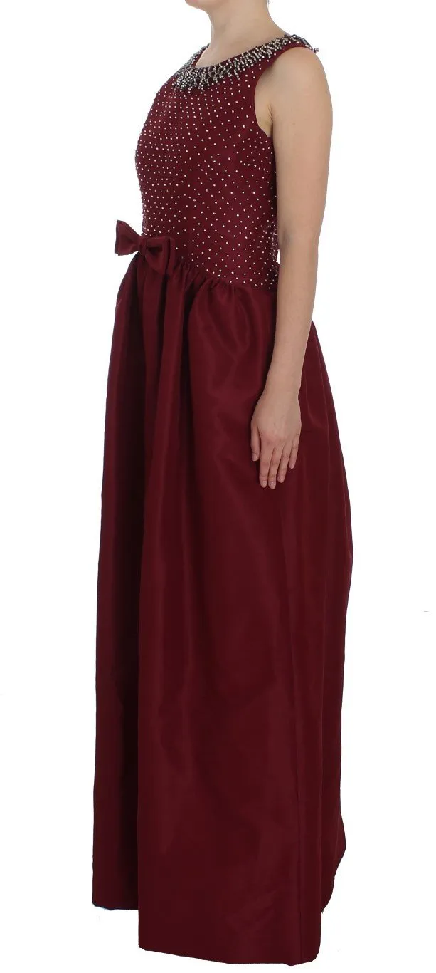 Bordeaux Crystal Ball Gown Full Dress