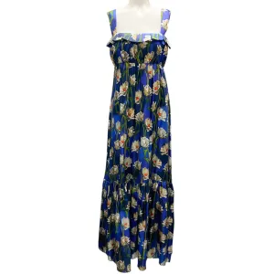 Borgo de Nor Magnolia Garden Navy Silk Twill Amina Dress